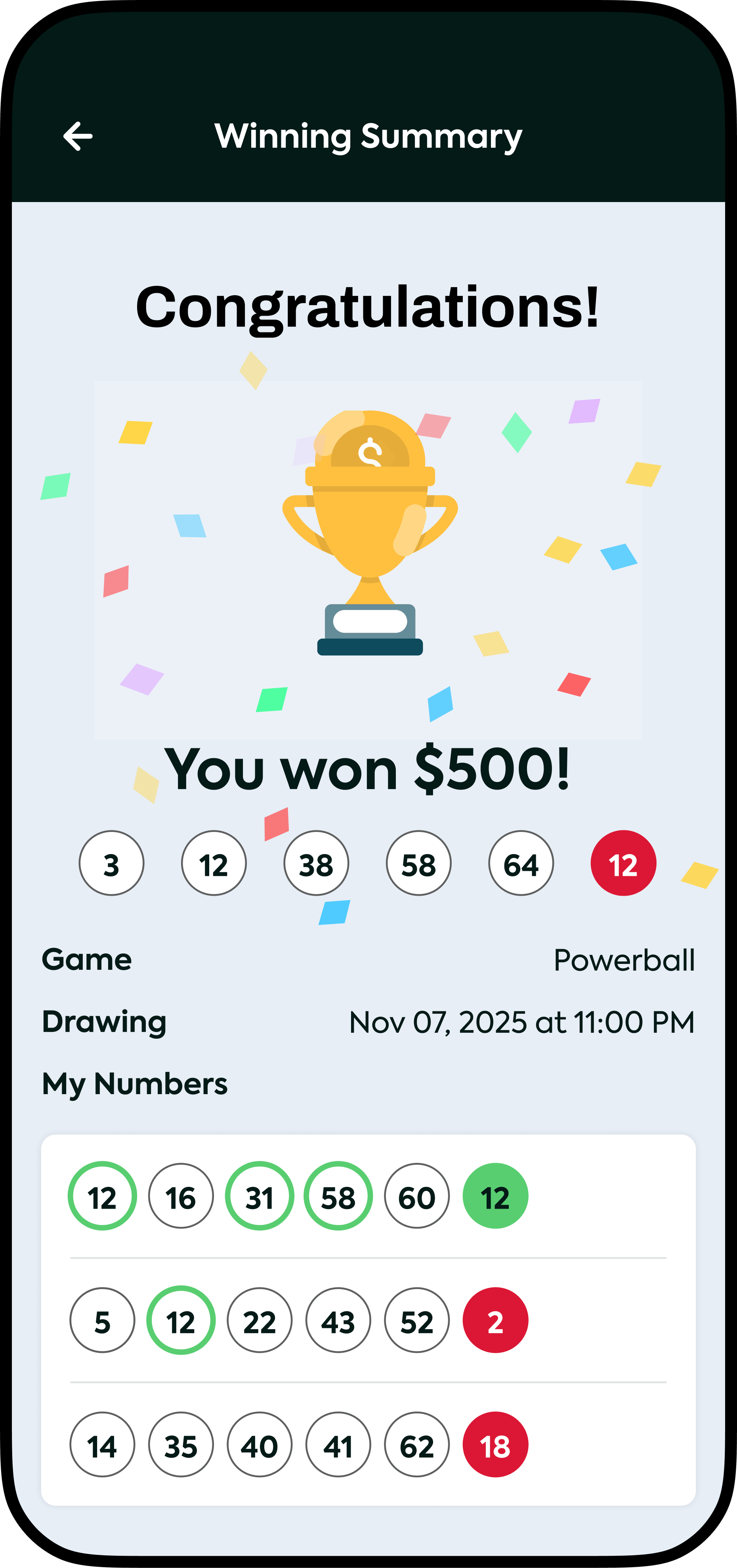 getting winnings